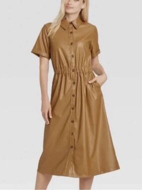 Who what wear faux leather shirt dress